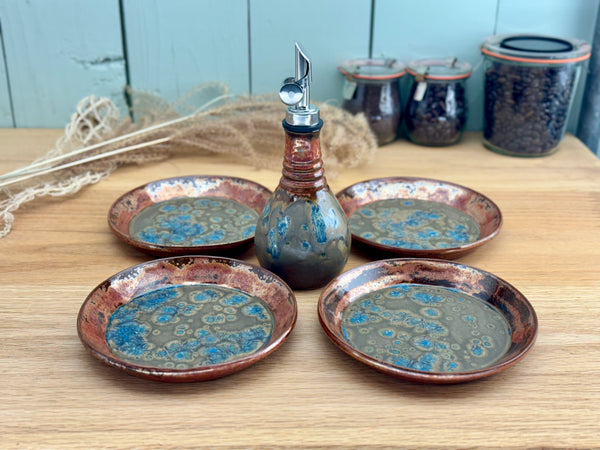 Oil Bottle and 4 Plates set 2