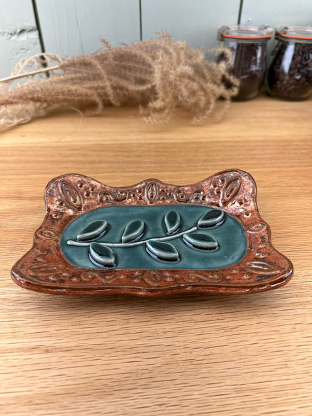 Copper and Green Soap Dish